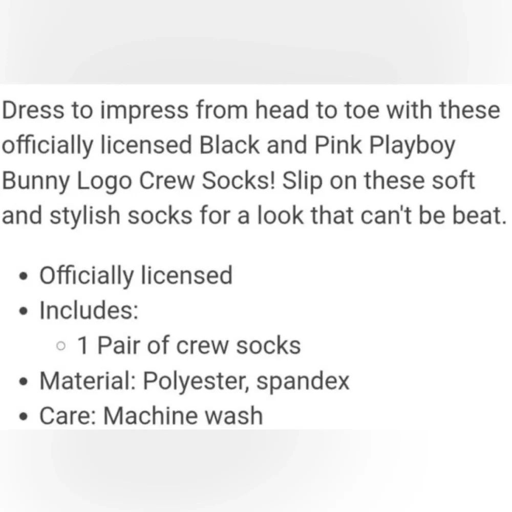PLAYBOY Black and Pink Glittery Logo Crew Socks- NWT